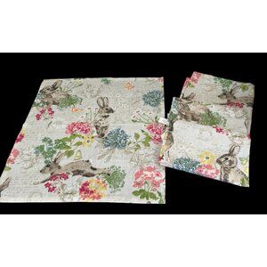 Tabitha Webb 100% Cotton Springtime Garden Easter Rabbit Napkins Set (4) 18"x18"